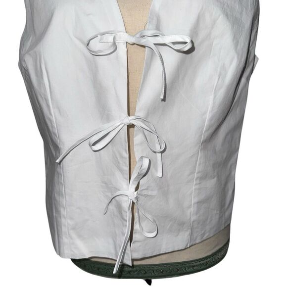 NWT Steve Madden Solid White Tie-Front Sleeveless Camisole V Neck Cotton size L - Picture 6 of 11